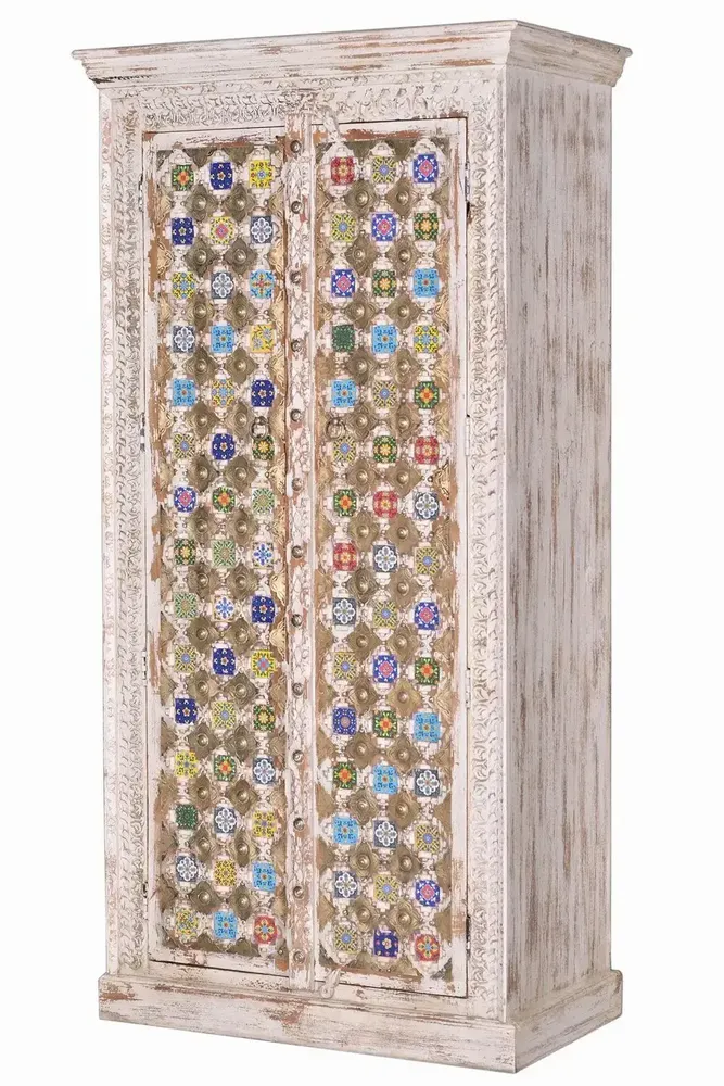 Wardrobe - Mango wood cabinet with ceramic and bronze details - GINER Y COLOMER