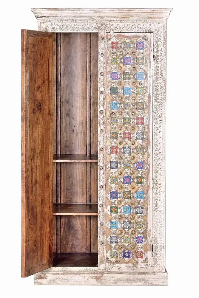Wardrobe - Mango wood cabinet with ceramic and bronze details - GINER Y COLOMER