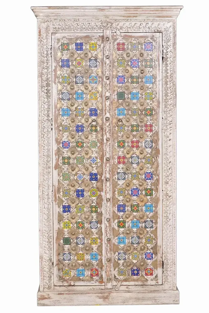 Wardrobe - Mango wood cabinet with ceramic and bronze details - GINER Y COLOMER