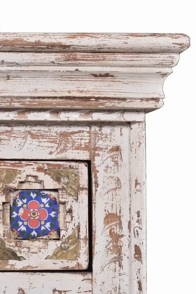 Night tables - Mango wood bedside table with ceramic and bronze details - GINER Y COLOMER