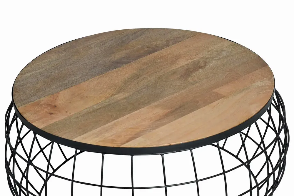 Tables basses - Lot de 2 tables basses en manguier massif et métal - GINER Y COLOMER