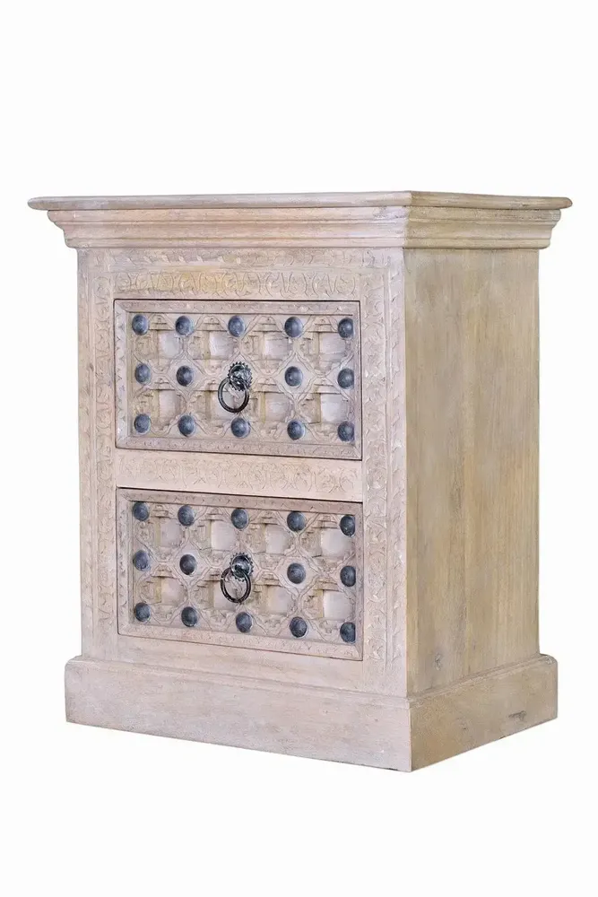 Tables de nuit - Table de chevet en bois de manguier naturel avec détails en bronze - GINER Y COLOMER