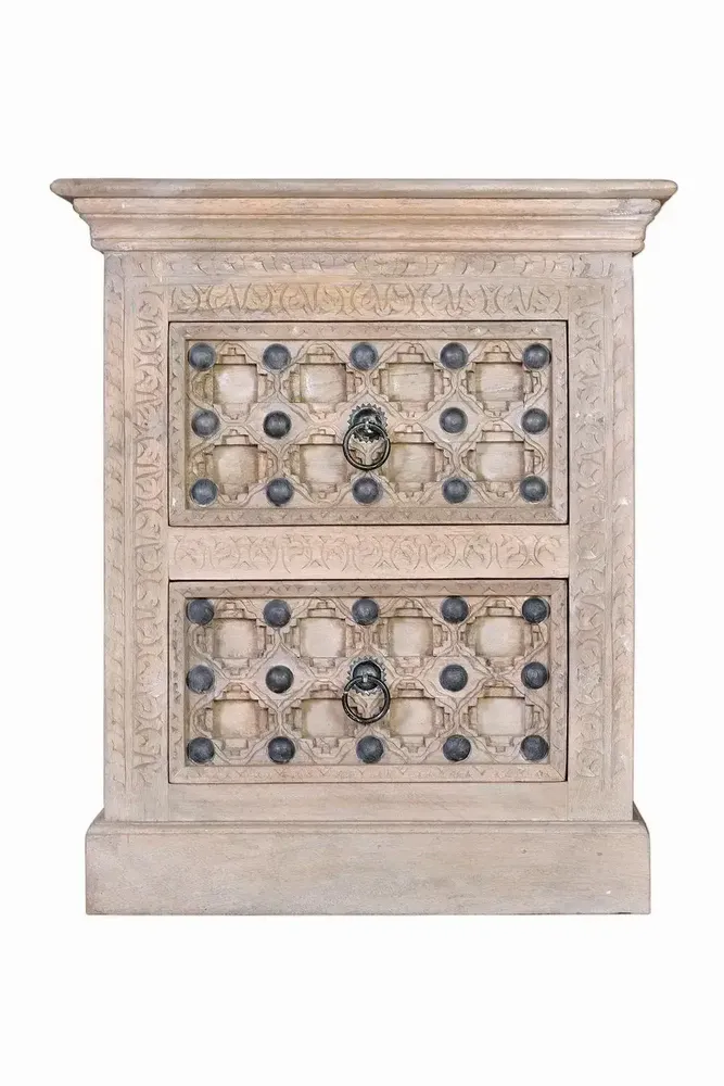 Tables de nuit - Table de chevet en bois de manguier naturel avec détails en bronze - GINER Y COLOMER