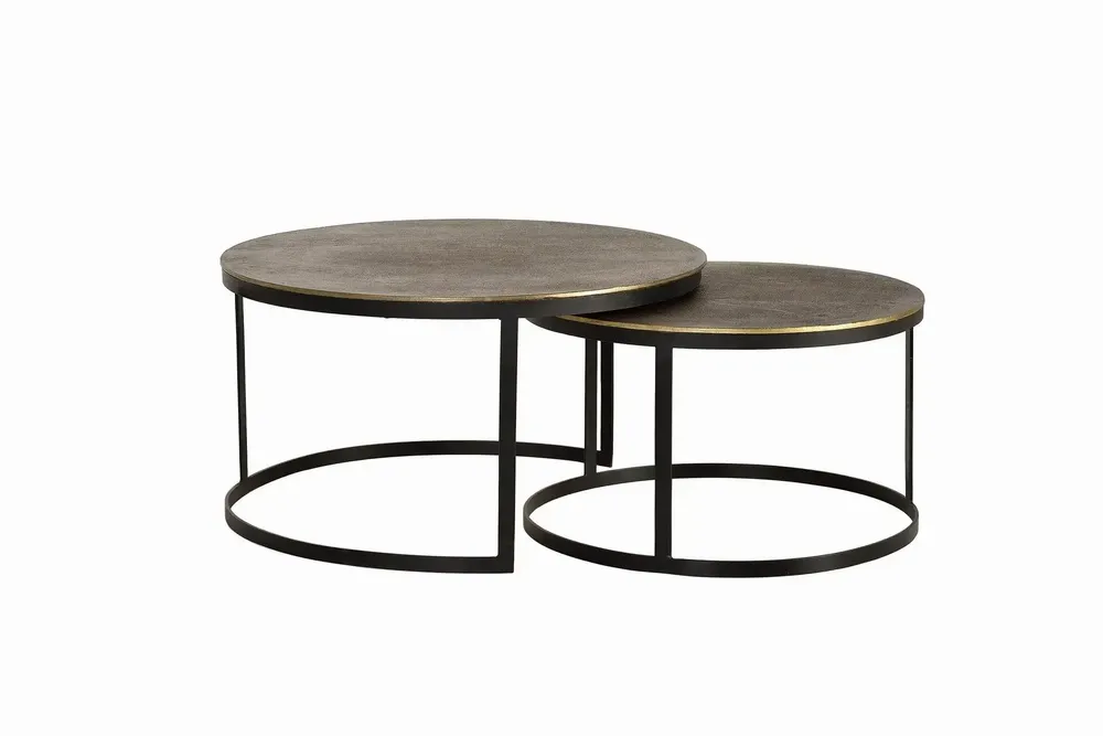 Tables basses - Table basse plateau bronze et pieds métal doré - GINER Y COLOMER