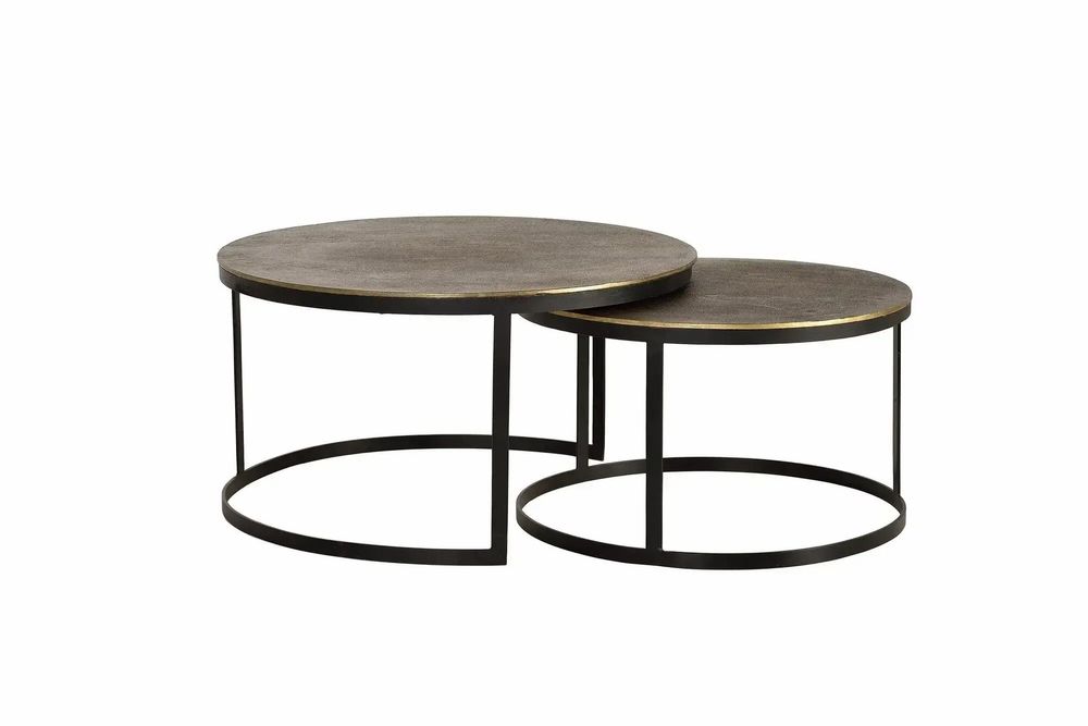 Tables basses - Table basse plateau bronze et pieds métal doré - GINER Y COLOMER