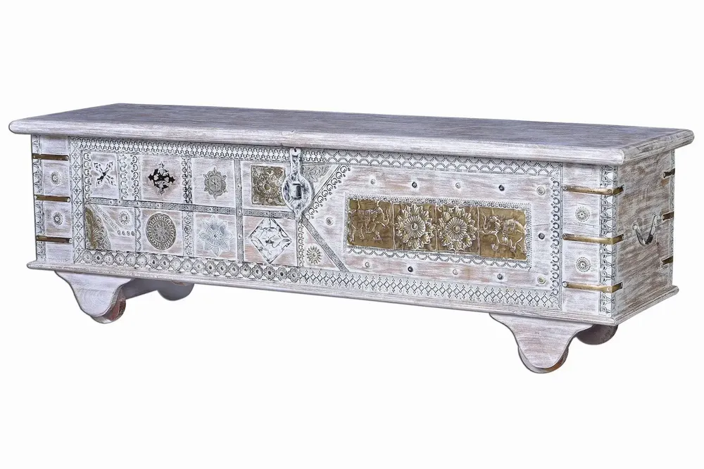 Boîtes de rangement - Coffre ancien en bois de manguier blanc - GINER Y COLOMER