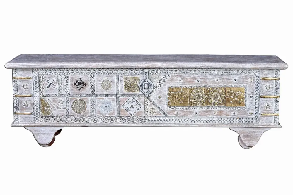 Boîtes de rangement - Coffre ancien en bois de manguier blanc - GINER Y COLOMER