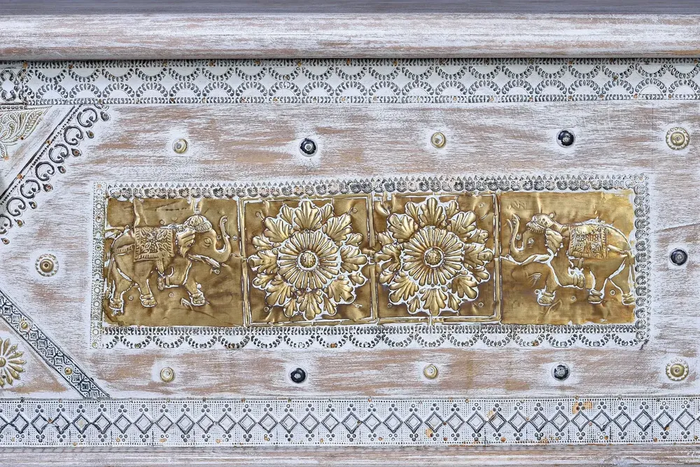 Boîtes de rangement - Coffre ancien en bois de manguier blanc - GINER Y COLOMER