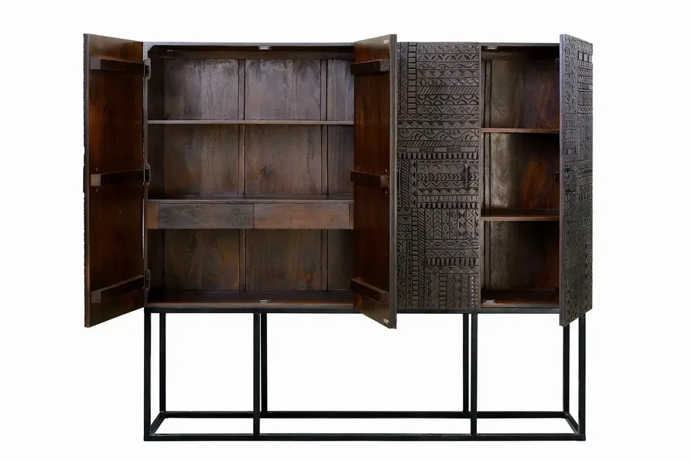Buffets - Vitrine en bois de manguier et pieds en métal - GINER Y COLOMER