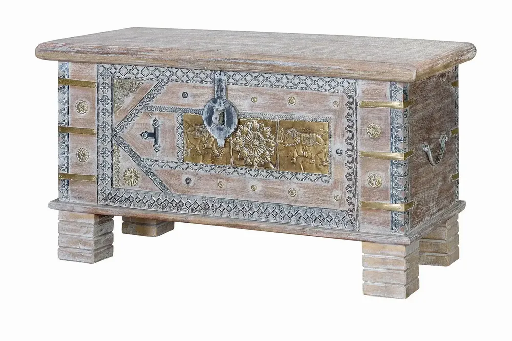 Boîtes de rangement - Coffre ancien en bois de manguier blanc - GINER Y COLOMER