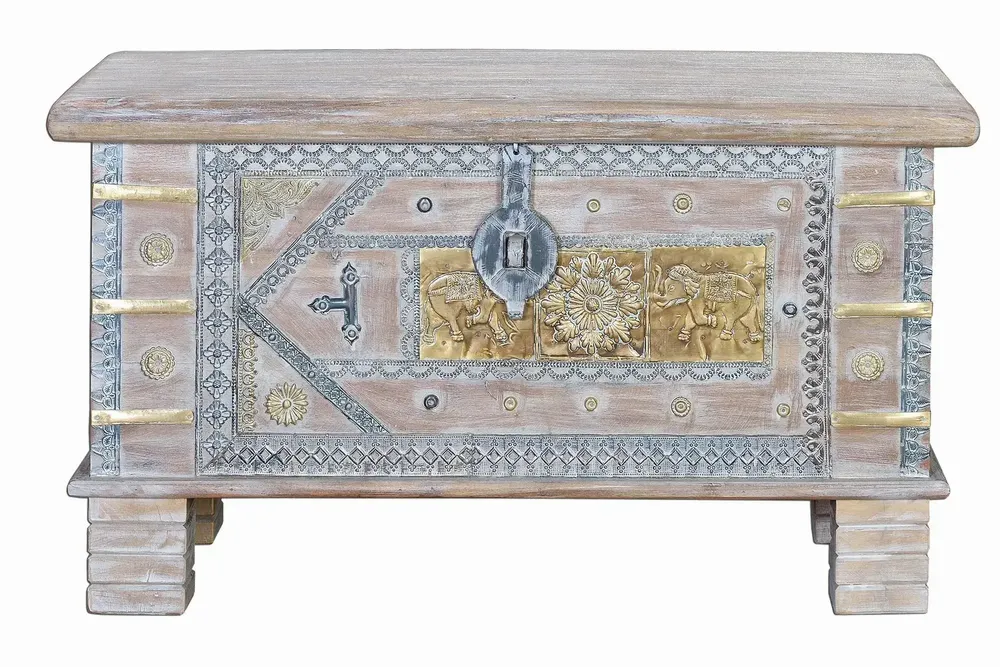 Boîtes de rangement - Coffre ancien en bois de manguier blanc - GINER Y COLOMER
