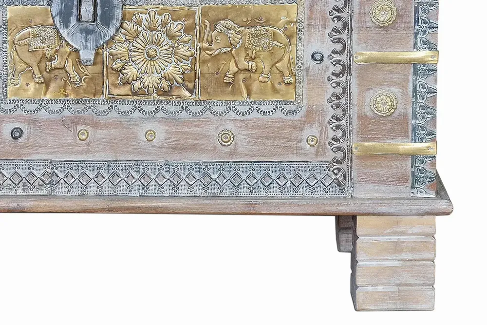 Boîtes de rangement - Coffre ancien en bois de manguier blanc - GINER Y COLOMER