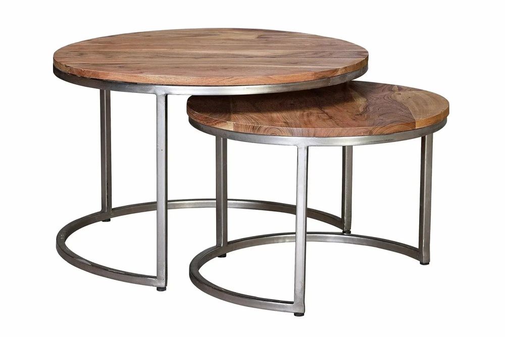 Tables basses - Table basse en bois de manguier naturel et pieds en métal - GINER Y COLOMER