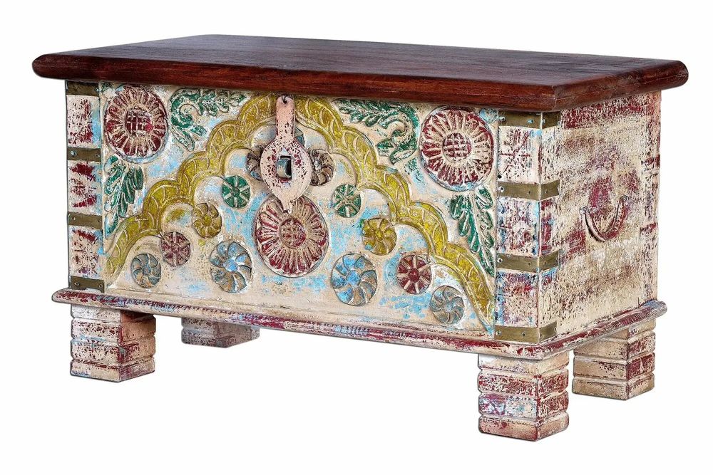 Storage boxes - Walnut-colored mango wood chest - GINER Y COLOMER