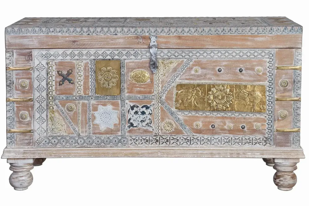 Boîtes de rangement - Coffre de manguier blanc vieilli - GINER Y COLOMER