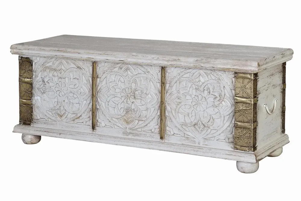 Boîtes de rangement - Coffre ancien en bois de manguier blanc - GINER Y COLOMER