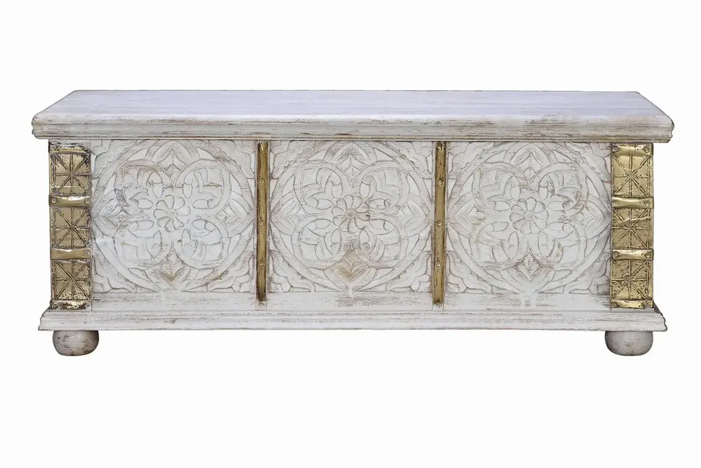 Boîtes de rangement - Coffre ancien en bois de manguier blanc - GINER Y COLOMER