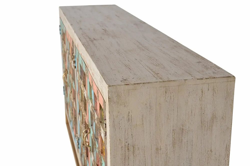 Sideboards - Mango wood sideboard with maiolica details and metal legs - GINER Y COLOMER