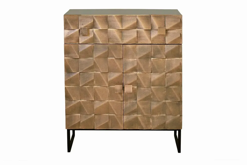 Buffets - Buffet en bois de manguier avec détails en bronze et métal - GINER Y COLOMER