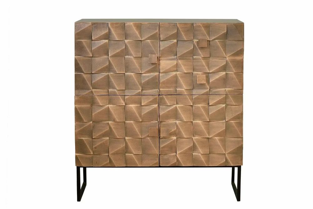 Sideboards - Mango wood and bronze sideboard, dark brown metal legs - GINER Y COLOMER