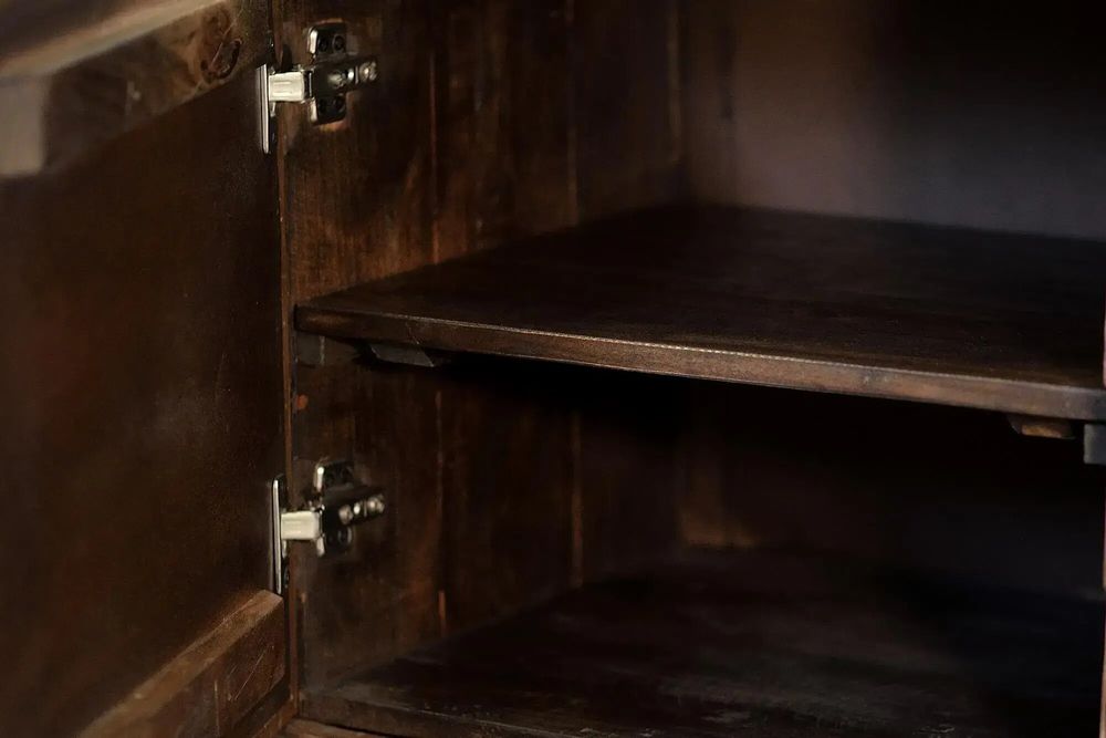 Sideboards - Mango wood and bronze sideboard, dark brown metal legs - GINER Y COLOMER
