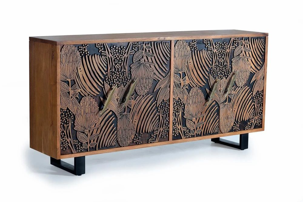 Sideboards - Carved acacia wood sideboard - GINER Y COLOMER