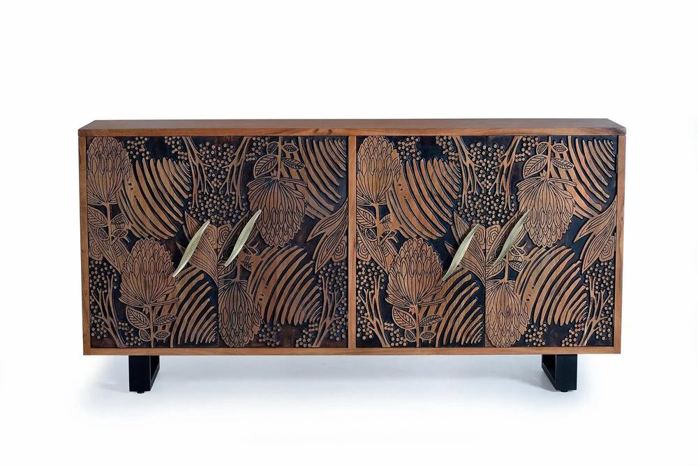 Sideboards - Carved acacia wood sideboard - GINER Y COLOMER