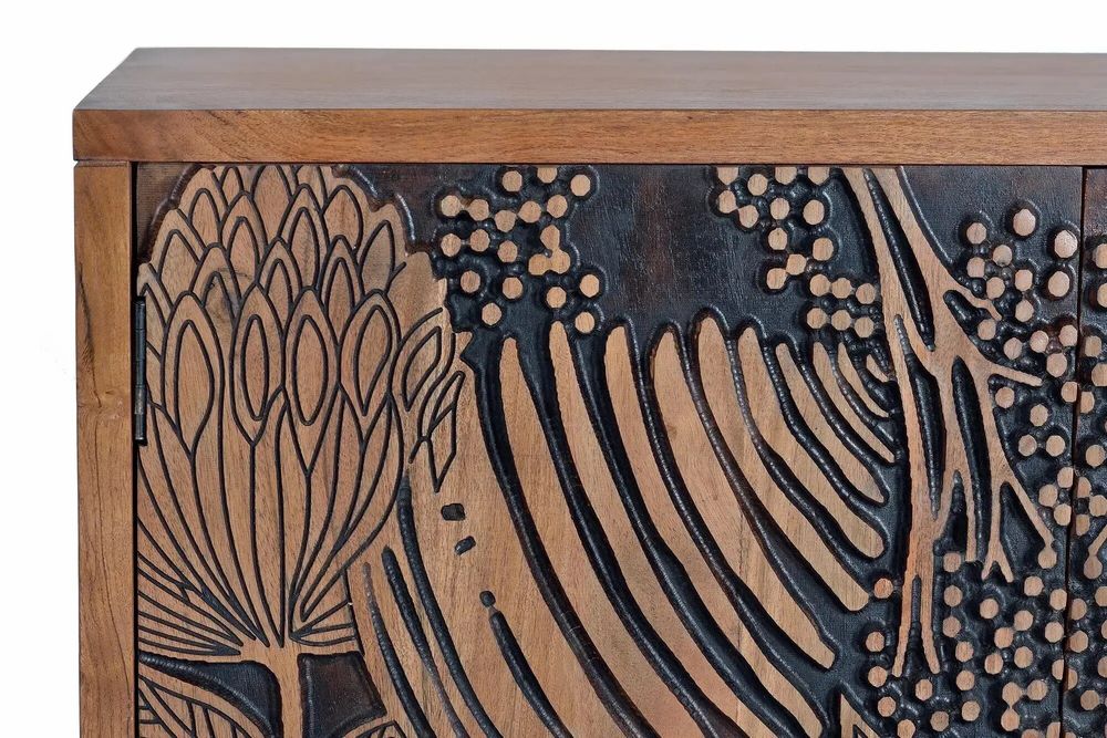 Sideboards - Carved acacia wood sideboard - GINER Y COLOMER