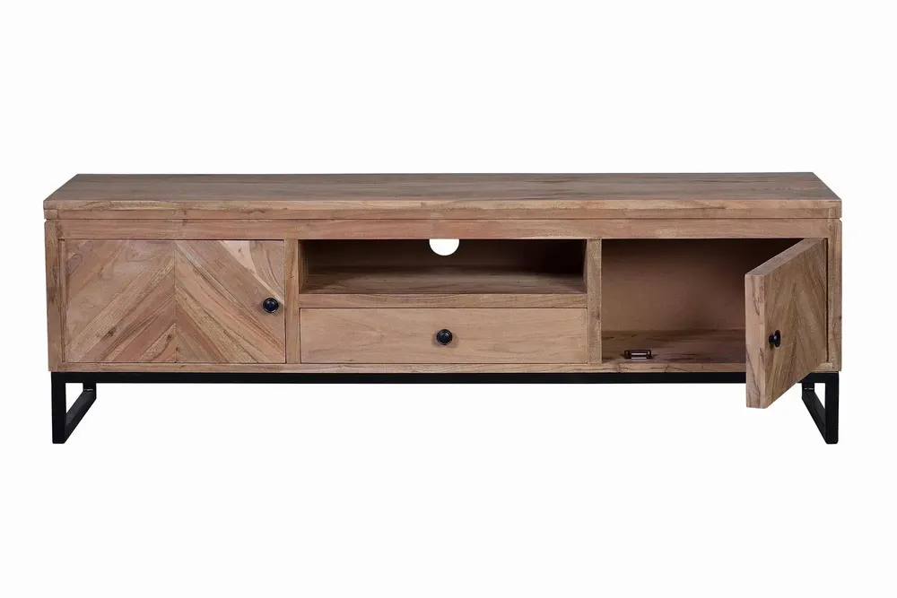 Meubles TV - Meuble TV en bois d'acacia et pieds en métal - GINER Y COLOMER