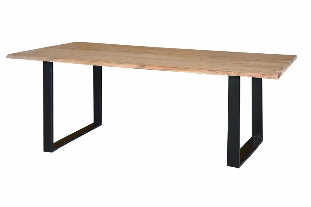 Tables Salle à Manger - Table à manger en bois d'acacia naturel et pieds en métal noir - GINER Y COLOMER