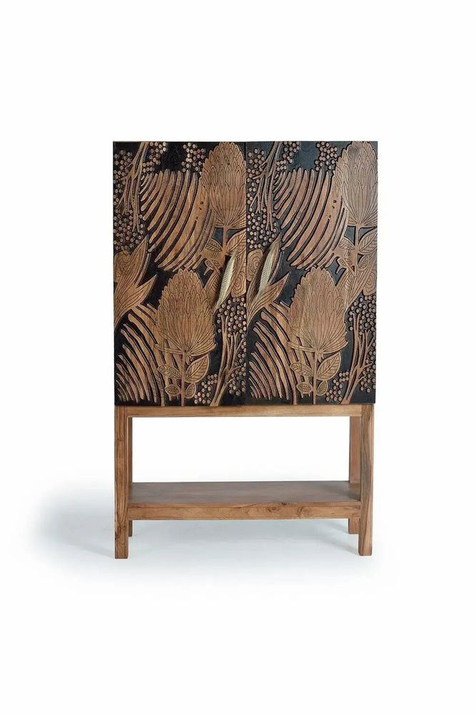 Wardrobe - Hand-carved acacia wood bottle cabinet - GINER Y COLOMER