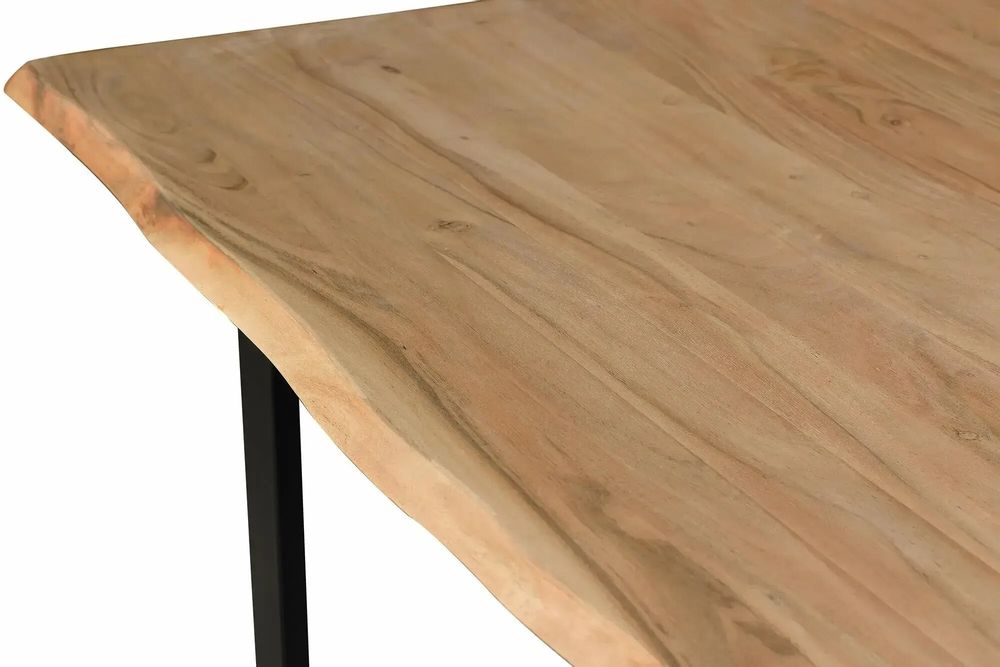 Tables Salle à Manger - Table à manger en bois d'acacia naturel et pieds en métal noir - GINER Y COLOMER