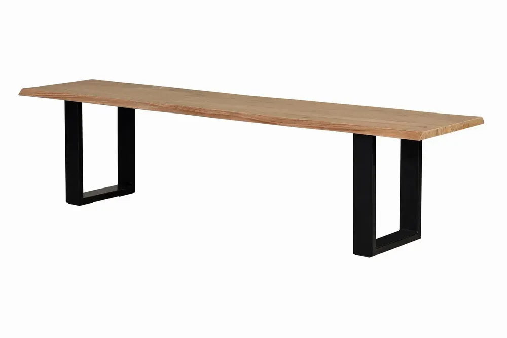 Bancs - Banc en bois d'acacia et métal coloris naturel et noir - GINER Y COLOMER