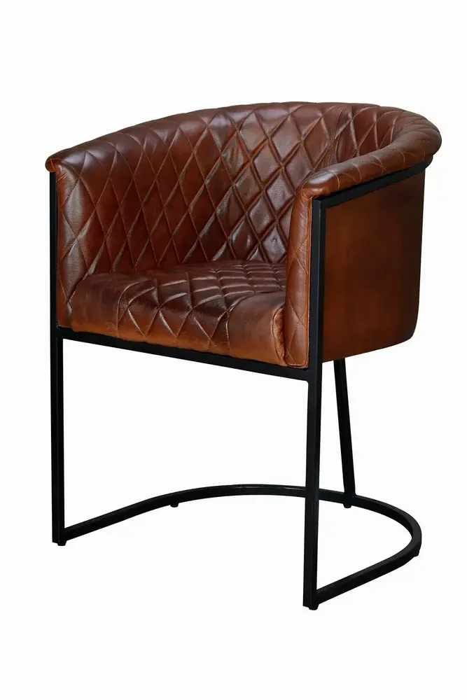 Chaises - Chaise en cuir naturel avec pieds en métal - GINER Y COLOMER