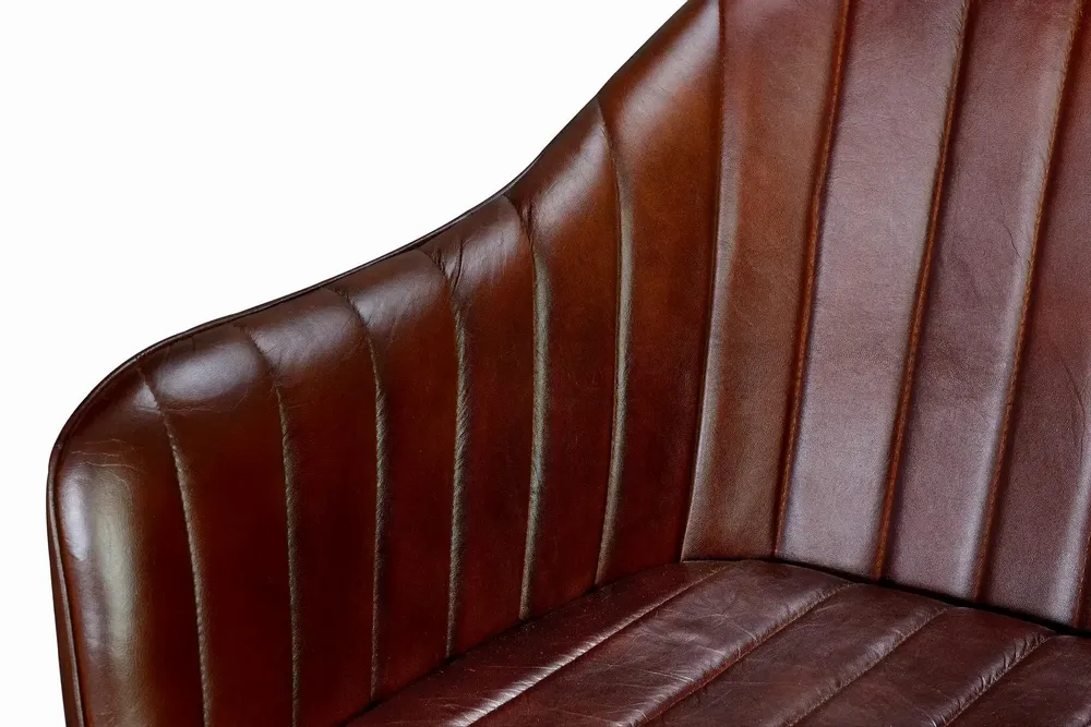 Chaises - Chaise en cuir naturel avec pieds en métal marron - GINER Y COLOMER