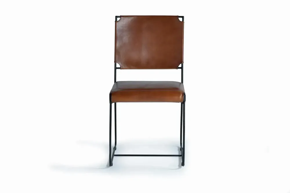 Chairs - Set of 2 chairs in brown leather and metal - GINER Y COLOMER