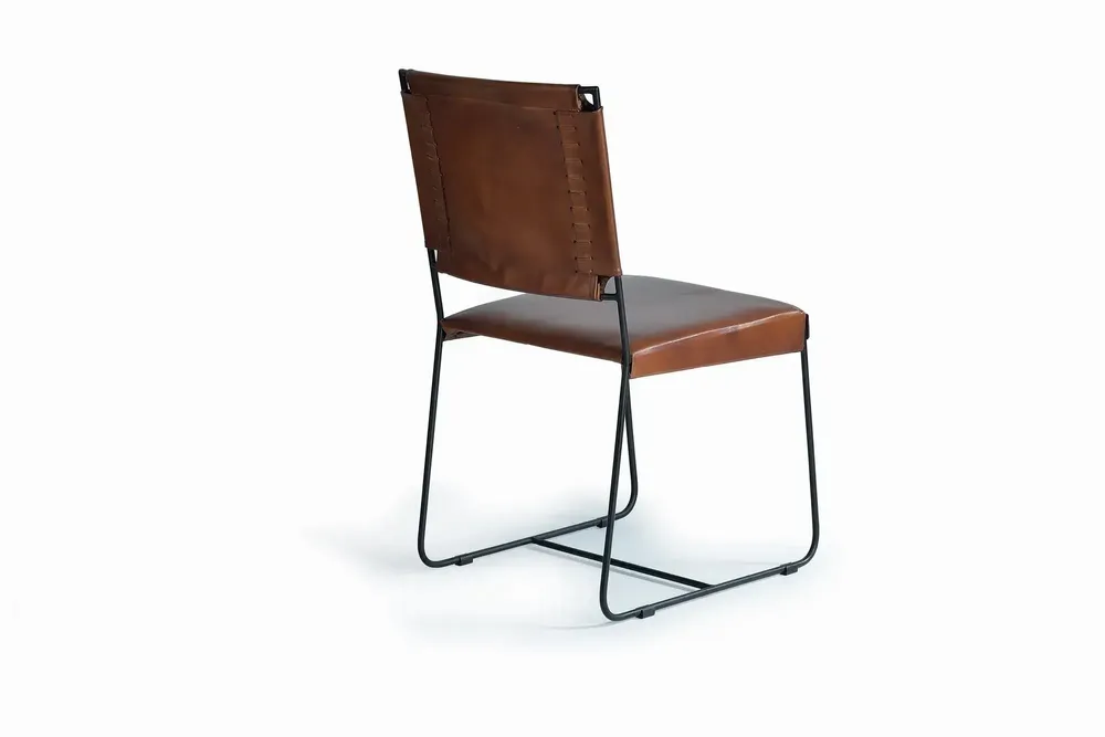 Chairs - Set of 2 chairs in brown leather and metal - GINER Y COLOMER
