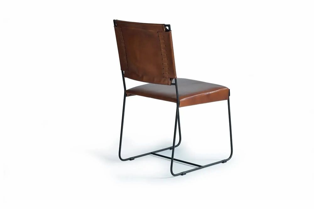 Chaises - Lot de 2 chaises en cuir marron et métal - GINER Y COLOMER