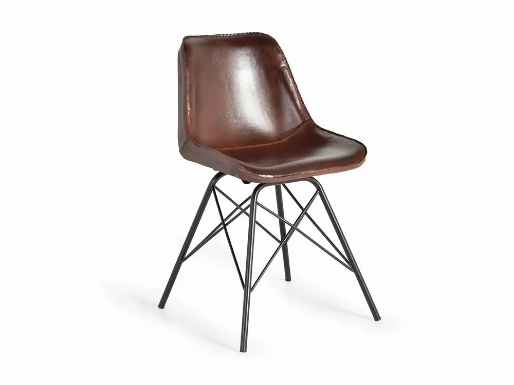 Chairs - Industrial style chair covered in natural leather - GINER Y COLOMER