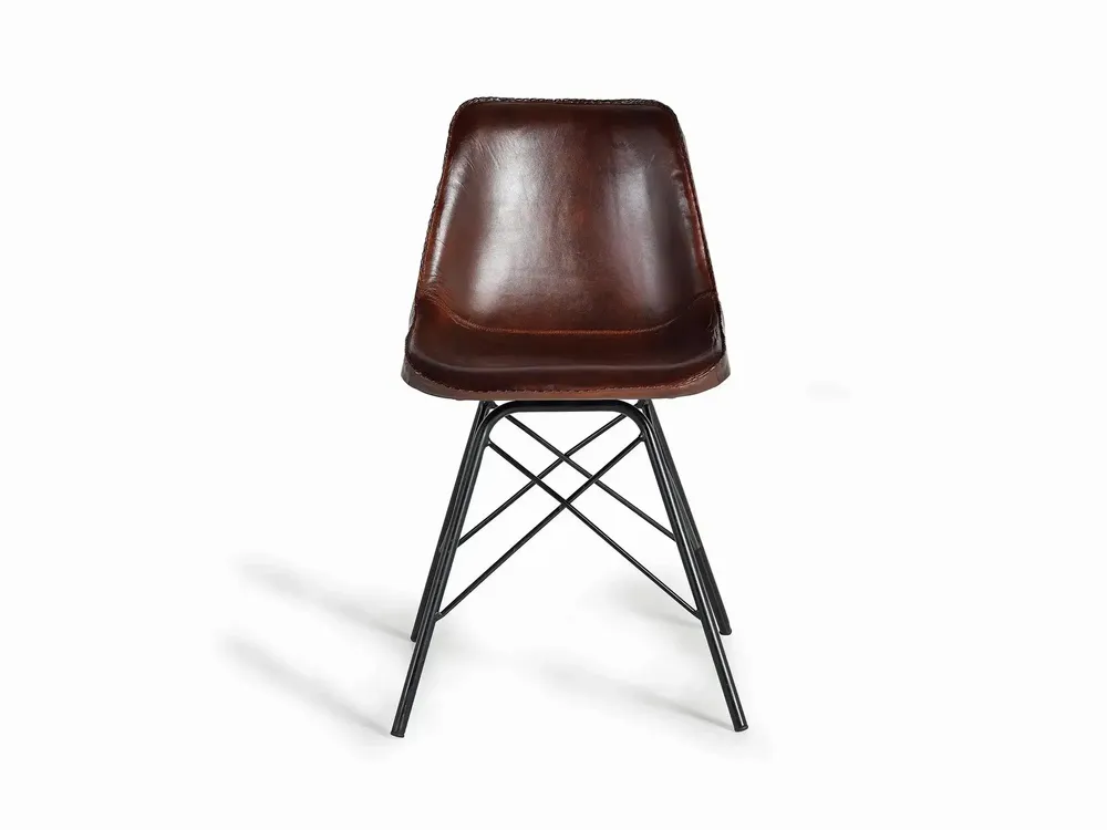 Chairs - Industrial style chair covered in natural leather - GINER Y COLOMER
