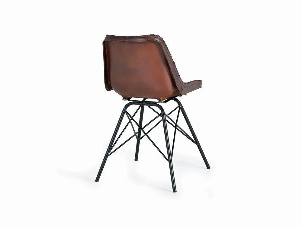Chairs - Industrial style chair covered in natural leather - GINER Y COLOMER