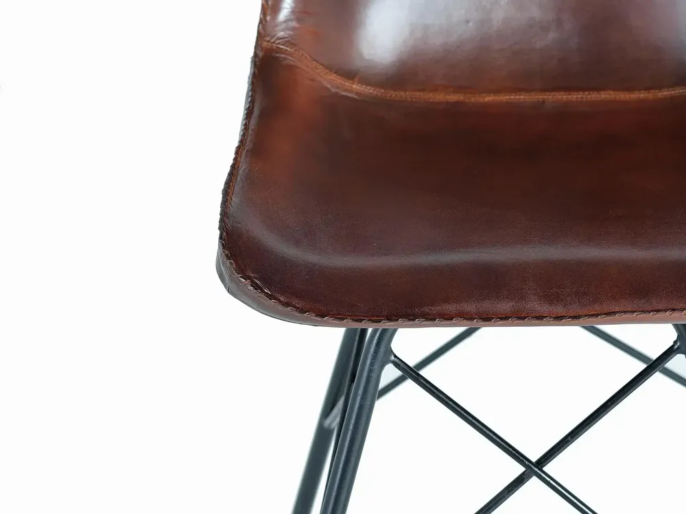 Chairs - Industrial style chair covered in natural leather - GINER Y COLOMER