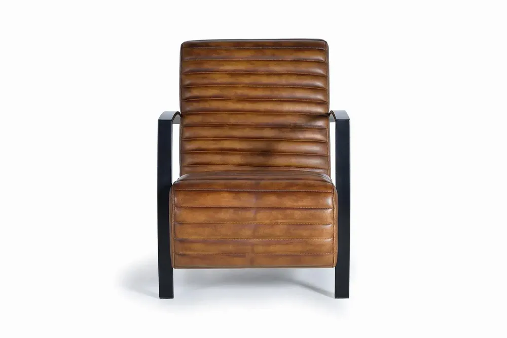 Fauteuils - Fauteuil en cuir marron et métal - GINER Y COLOMER