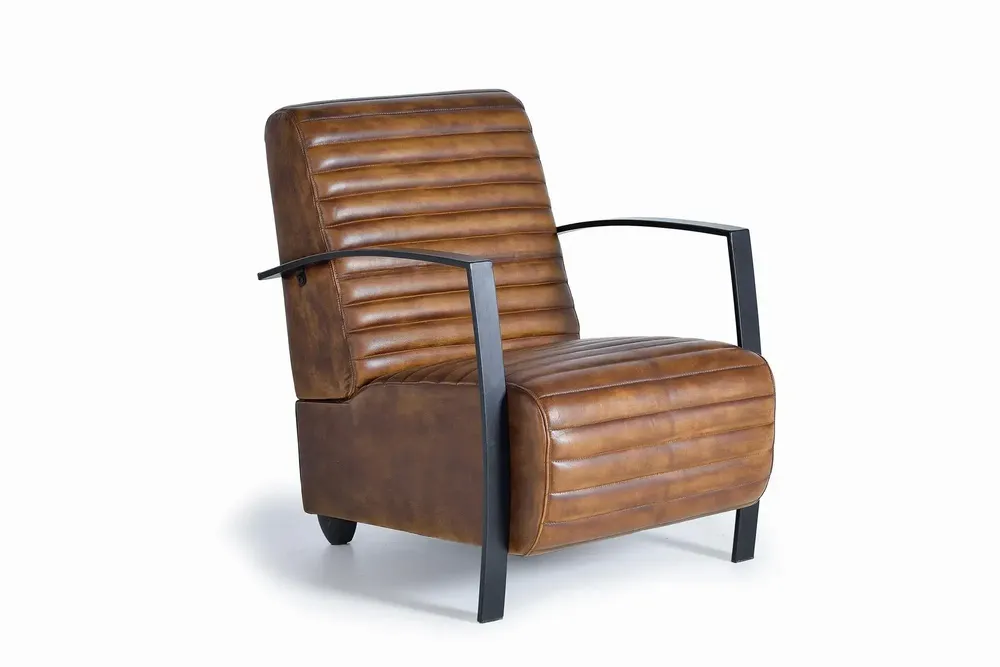 Fauteuils - Fauteuil en cuir marron et métal - GINER Y COLOMER