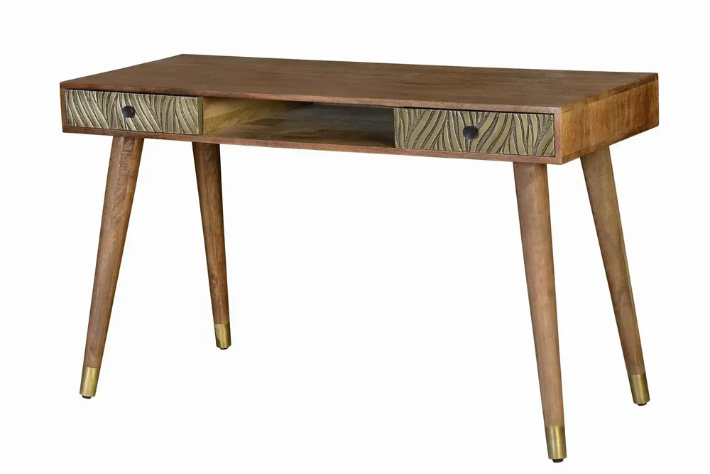 Bureaux - Bureau en bois de manguier avec détails en bronze - GINER Y COLOMER