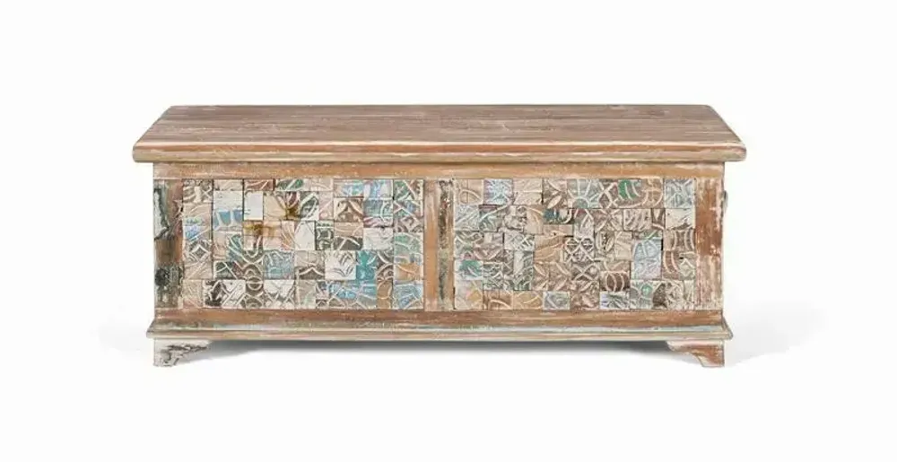 Boîtes de rangement - Coffre mélange en bois de manguier et recyclé finition multicolore - GINER Y COLOMER