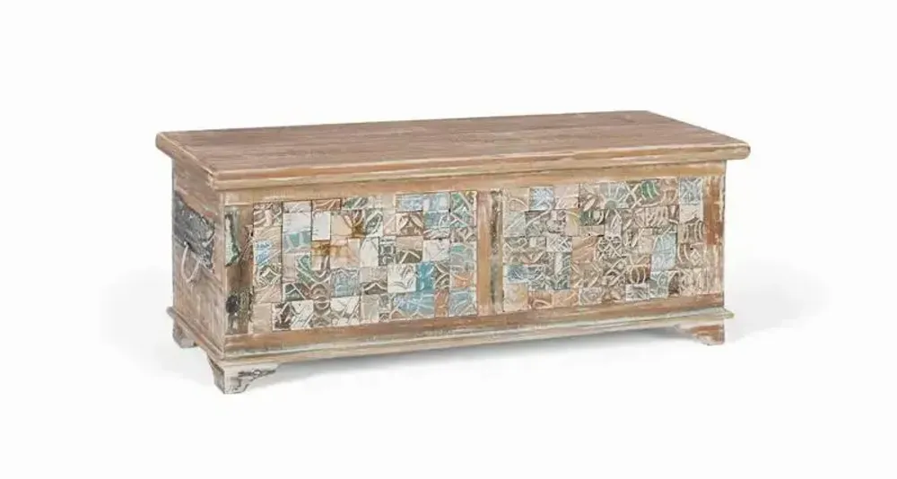 Boîtes de rangement - Coffre mélange en bois de manguier et recyclé finition multicolore - GINER Y COLOMER