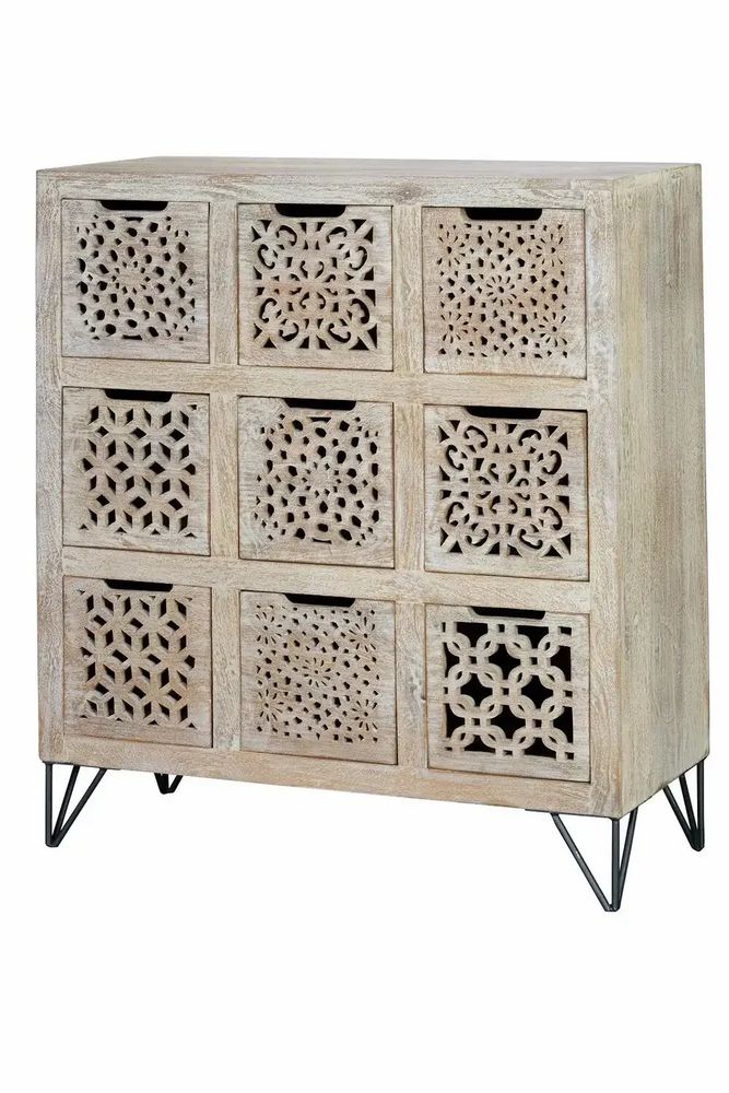 Chests of drawers - Chest of drawers in aged white mango wood - GINER Y COLOMER