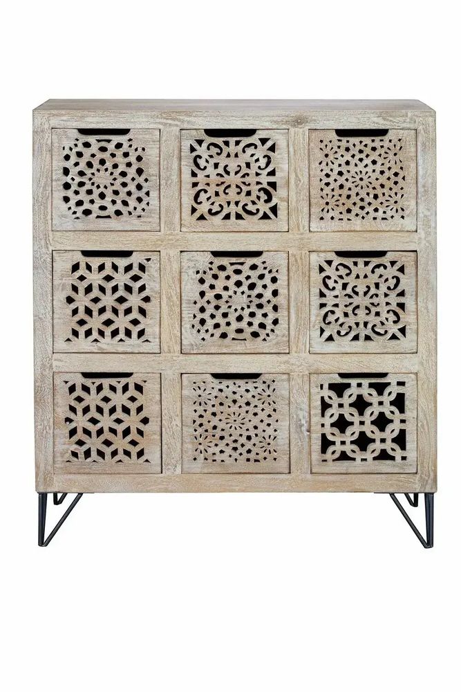 Chests of drawers - Chest of drawers in aged white mango wood - GINER Y COLOMER