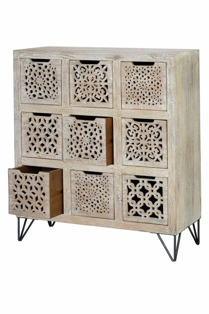 Chests of drawers - Chest of drawers in aged white mango wood - GINER Y COLOMER